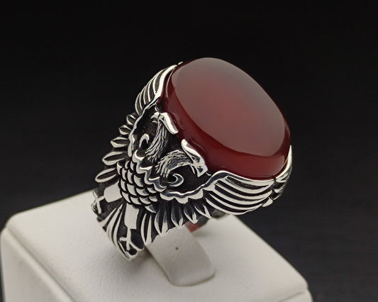Original Yemeni Aqeeq Agate Stone Men Ring, Best Jewelry Gift, Handmade Men Ring, 925 Sterling Silver Ring