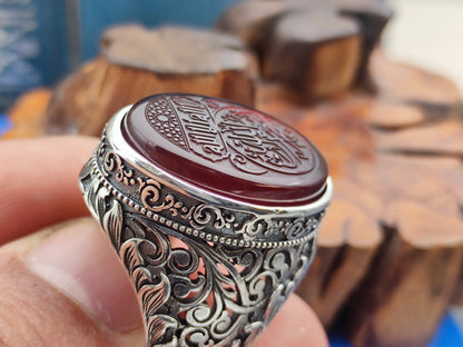 ''FATİHA SURAH'' islamic silver ring for men