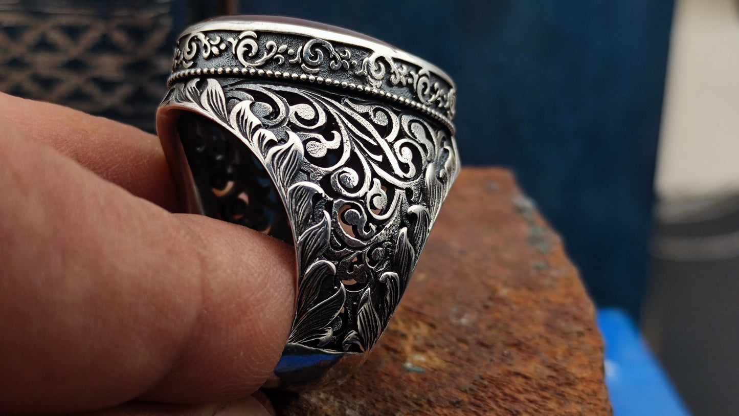 ''FATİHA SURAH'' islamic silver ring for men