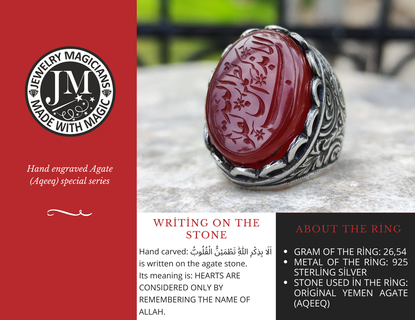 Hand-carved, specially crafted, unique Agate stone Silver Ring