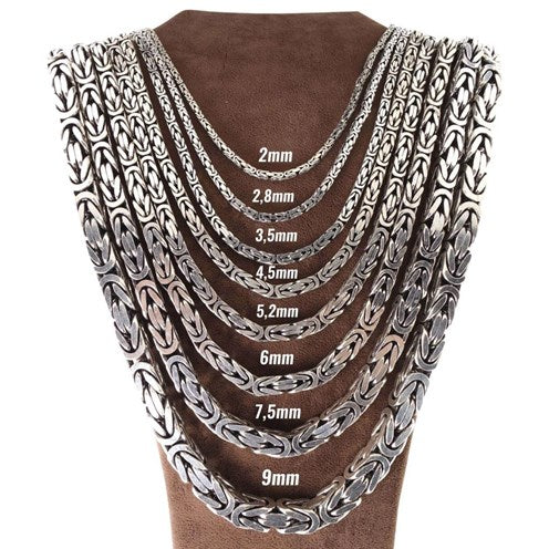 Silver Men's Chain Necklace, Square King Model