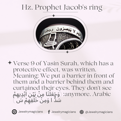 Hand Carving on Agate. Prayer of Prophet Jacob "The best protector is Allah, Islamic Calligraphy, 925 Silver Men's Ring, Unique Ring with Engraving