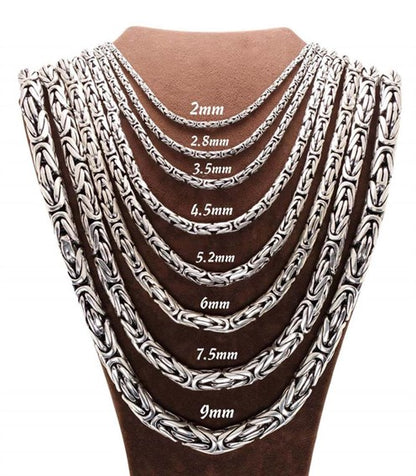 Silver Chain Necklace for Men, Round King Model