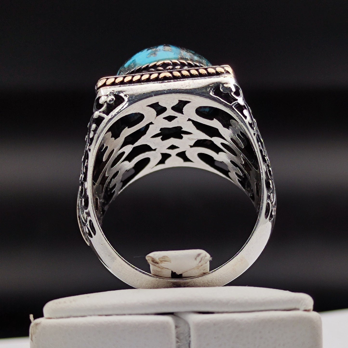 925 Sterling Silver Turquoise Stone Men's Ring