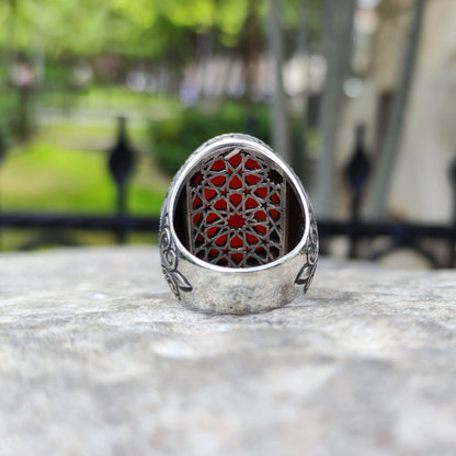 Hand-carved, specially crafted, unique Agate stone Silver Ring