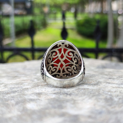 Hand-carved, specially crafted, unique Agate stone Silver Ring