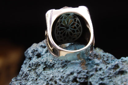 925 Sterling Silver Men's Ring with Zultanite Stone, Unique Silver Ring decorated with tiny Zircon Stones on the sides