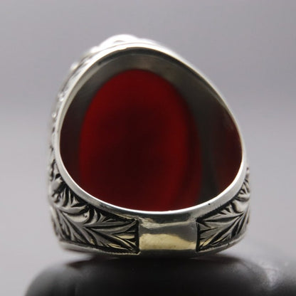 Hand-carved Quran on Agate (Aqeeq), Hand Carved Agate, Handmade Silver Ring