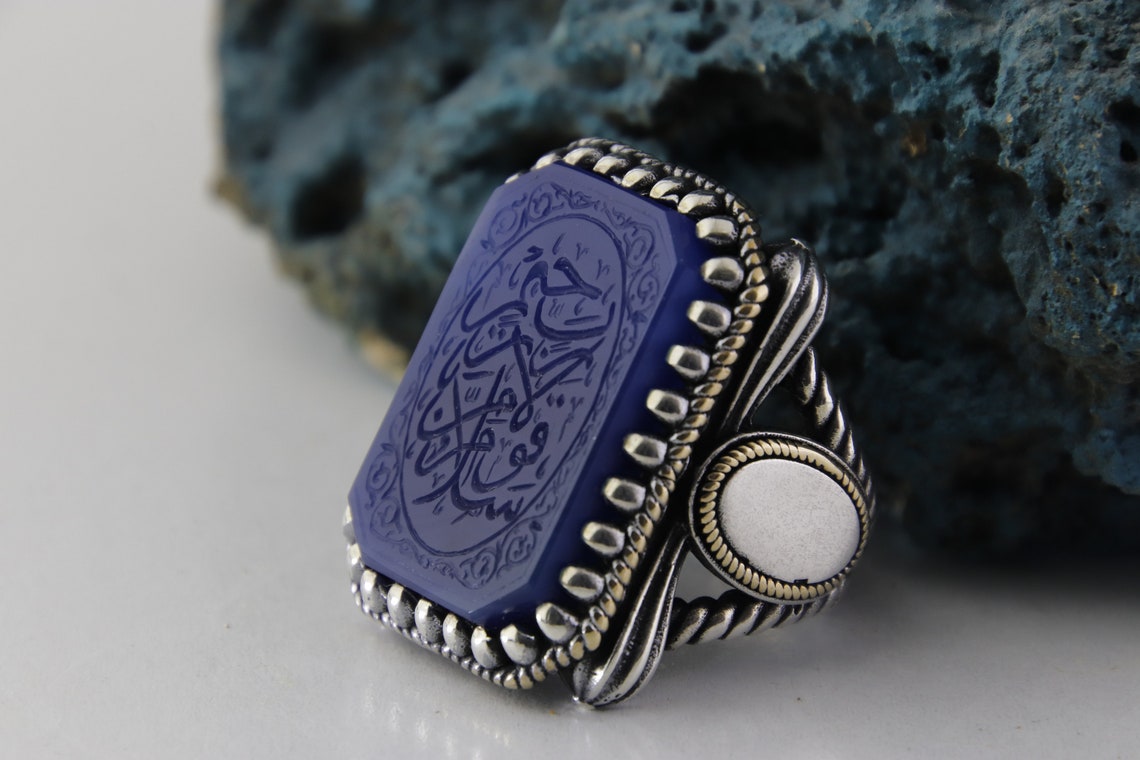 Hand carved Agate (Aqeeq), Handmade Silver Ring, Silver men's Ring