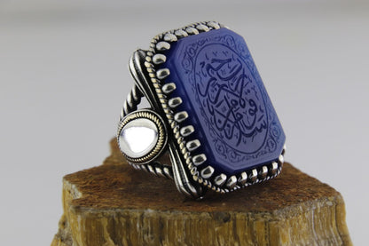 Hand carved Agate (Aqeeq), Handmade Silver Ring, Silver men's Ring