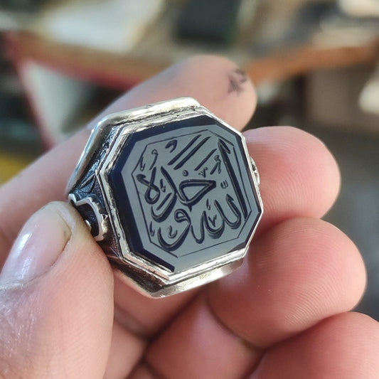 Hand carved Agate (Aqeeq), Handmade Silver Ring, Silver men's Ring