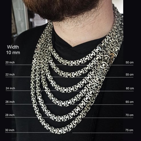 Euro King Men's Silver Necklace Chain Oxide Model