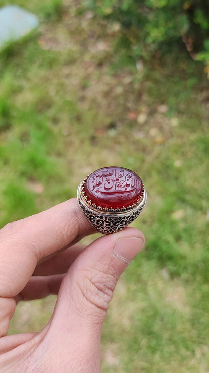 Hand-carved, specially crafted, unique Agate stone Silver Ring